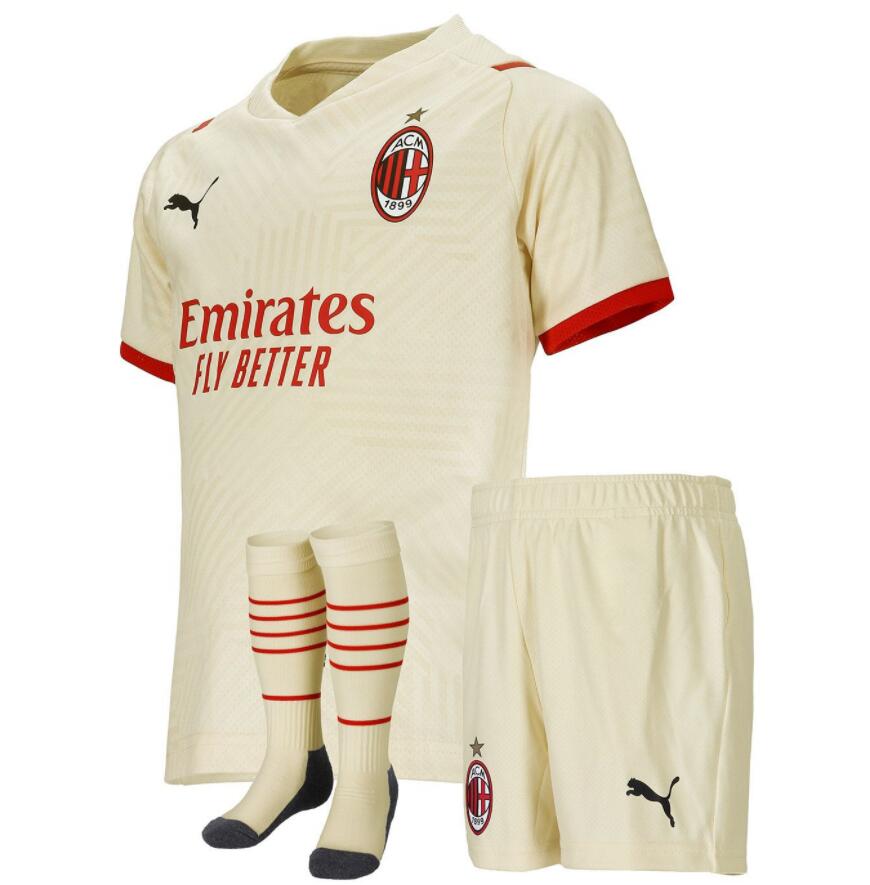 2021/22 AC Milan Kids Away Soccer Full Kits Shirt & Shorts & Socks